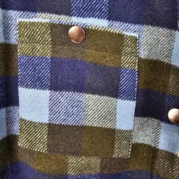 NWT J Joie Plaid Fringe Trim Shacket Button Dwon Jacket Size M Blue Olive - Picture 9 of 12